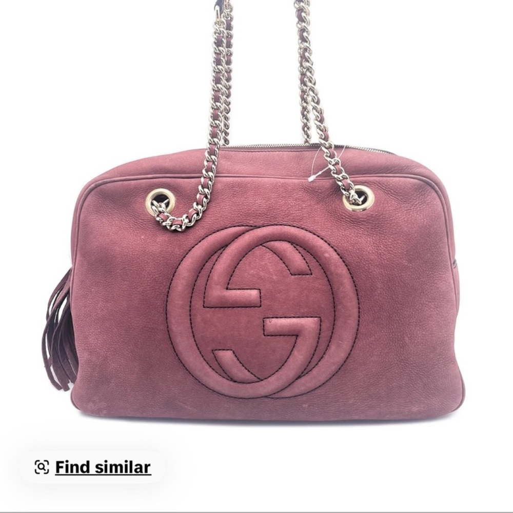 Authentic Gucci Maroon Suede Shoulder Bag